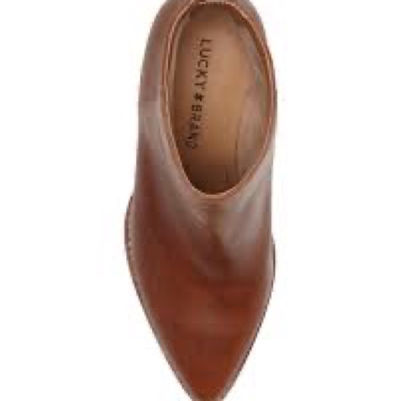 Lucky Brand Adalan Back Zip Dark Chocolate Brown Pointy Toe Block Heel Bootie - Picture 2 of 11